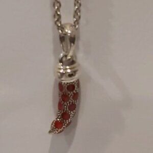 Auth. Pandora *Retired* Sterling Silver Red Corno Amulet w/Red Enamel 397203EN07